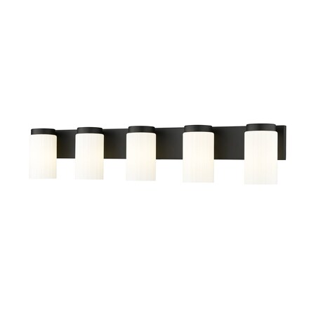 Z-Lite Burk 5 Light Vanity, 38in. W x 7.25in. H, Matte Black 746-5V-MB